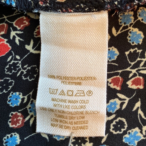 Free People botanical floral blouse ruffle jabot balloon sleeves button front - Picture 13 of 14